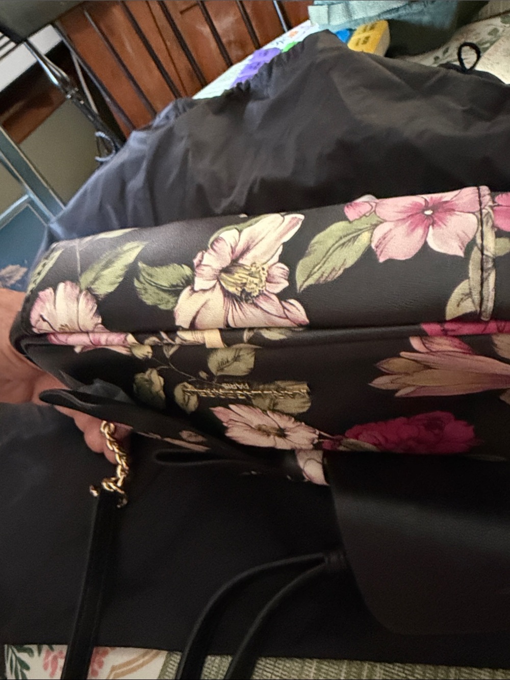 Karl Lagerfeld Black Floral Bow Crossbody Bag - Picture 7 of 7